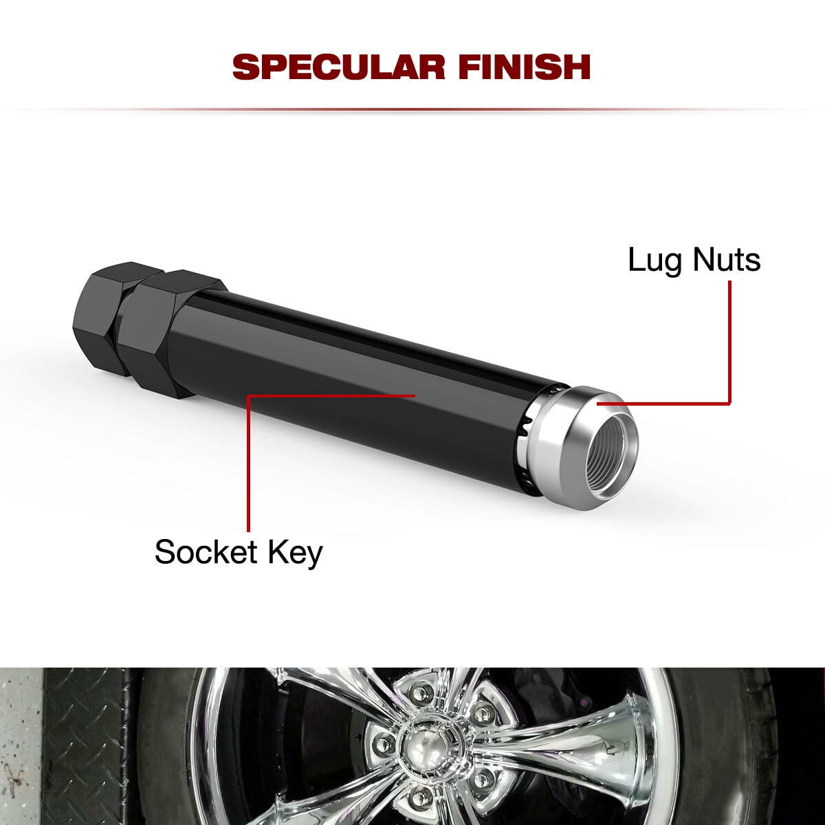 20 Black 12mmx1.5 Custom Luguts Conical 1.38 Tall 19mm 12-1.50 Steel for Honda Acura Toyota Lexus Scion Accord Camry Focus Sierra 5 Lug Tuner Rims dynofit M12x1.5 Wheel Lug Nuts Aftermarket