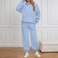 thumbnail image 2 of Sweatsuits Women 2 Piece Outfit Hooded Sweatshirt Matching Baggy Sweatpants with Pockets Y2k Lounge Jogging Tracksuit Sky Blue L, 2 of 4
