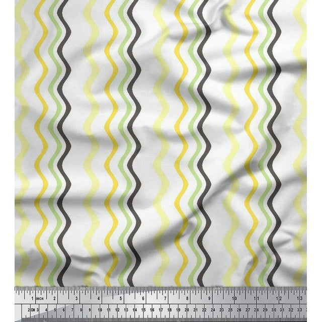 Soimoi Poly Georgette Fabric Waves Artistic Fabric Prints By Yard 42 Inch Wide