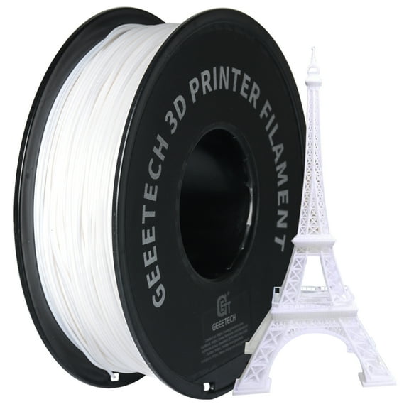 GEEETECH White PLA 3D Printer Filament 1.75mm Toughness Enhanced, Dimensional Accuracy  /-0.03mm, 1kg (2.2lbs) , 1080 Feet （330m）per Roll, Vacuum Packaging, Fit for Most 3D FDM Printer