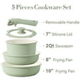 thumbnail image 2 of Carote 5 Pcs Pots and Pans Nonstick, Cookware Set with Detachable Handles, Oven Safe, Induction Ready, Stackable Kitchen Cooking Set, Green, 2 of 9