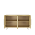 thumbnail image 4 of Hassch Buffet Cabinet with 4 Doors, Modern Credenza Storage Cabinet with Adjustable Shelves, 56.7 inch Sideboard for Kitchen, Living Room, Dining Room, Hallway, Wood Color, 4 of 8
