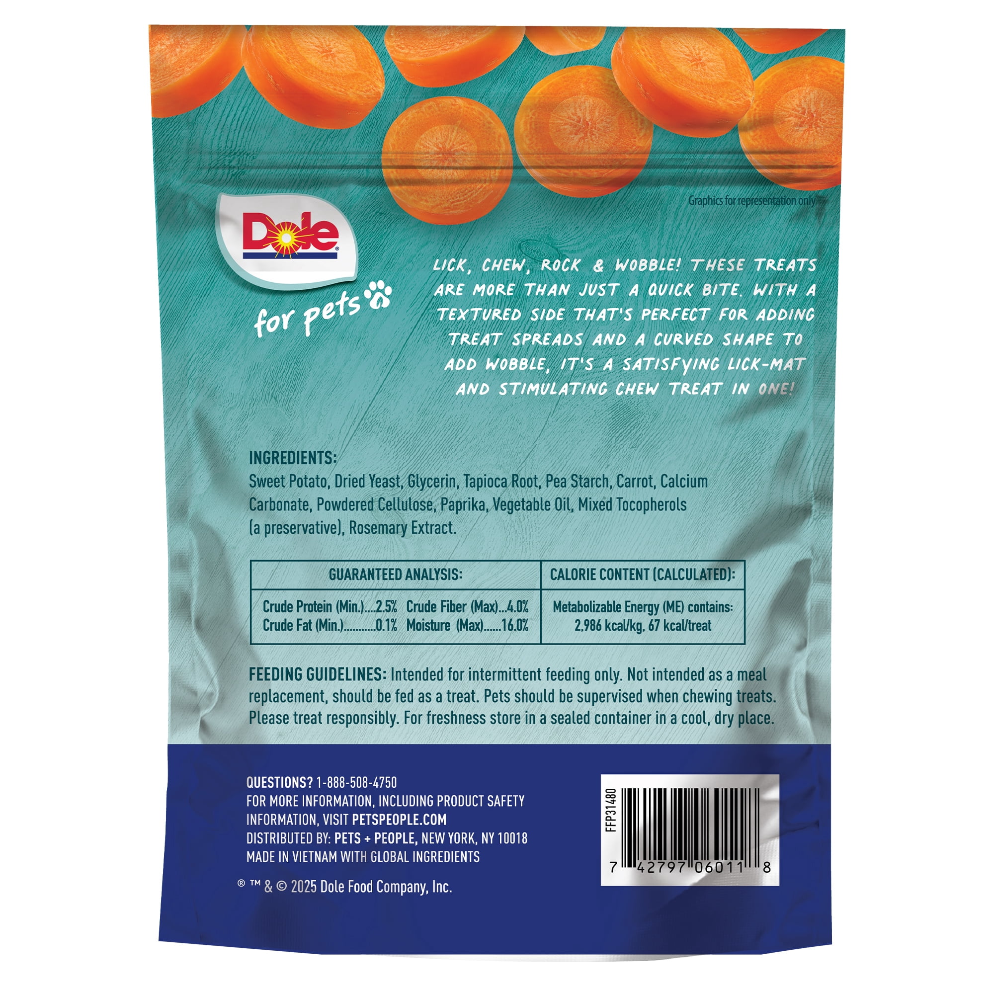 Dole Lasting Chew, Carrot Flavor Dog Treats, Flavored with Real Veggies, No Wheat, Corn, Soy or Artificial Ingredients, Small Breed, 8oz, 10ct