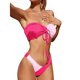 thumbnail image 5 of Txlixc Traje de Bikini femenino de 2 piezas, sujetador de contraste sin tirantes, calzoncillos de cintura alta Txlixc moda, 5 of 9
