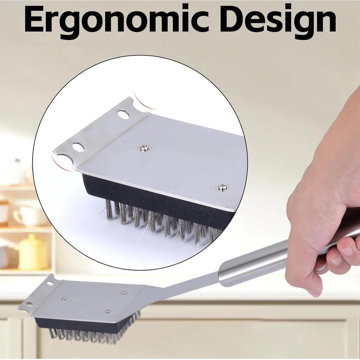 2 Pack Grill Brush and Scraper, 16.5” & 14” Wire BBQ Grill Brush for Outdoor Gri