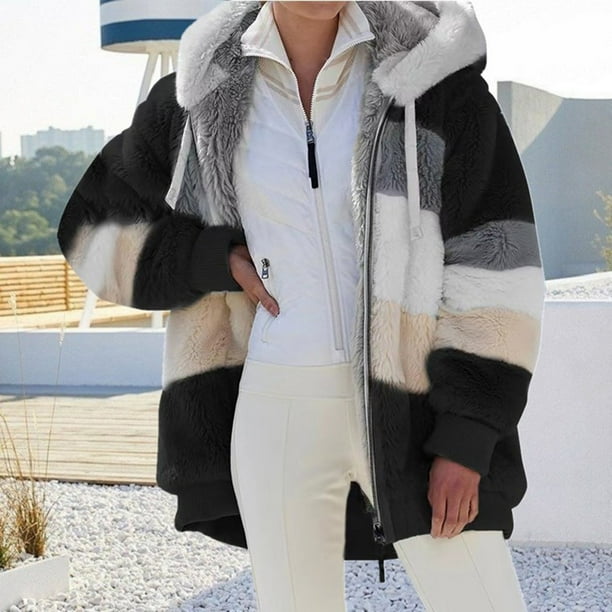 Hooded top fluffy jacket