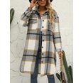 thumbnail image 2 of GHSDFBB Women's Lounge Lapel Button Up Long Sleeve Plaid Long Shirt Jacket Shacket, 2 of 7