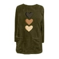 thumbnail image 5 of Sexlip Valentines Outfits for Women Oversized Sherpa Lined Pullover Tops Love Heart Graphic Crewneck Tunic with Pockets Green XXXL, 5 of 5