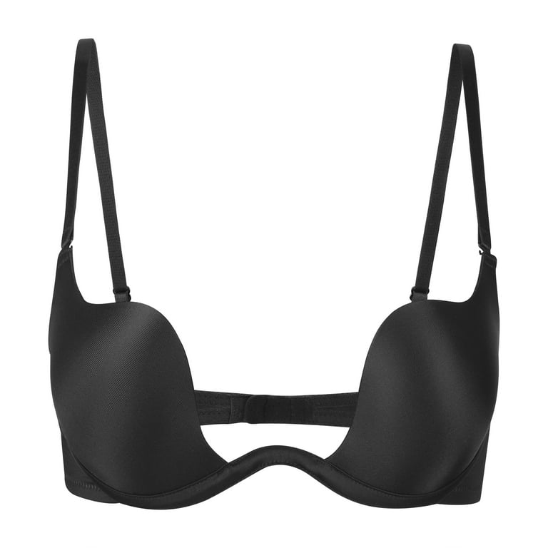 Exclare Convertible V Bra Women's Deep Plunge Push up Low Cut