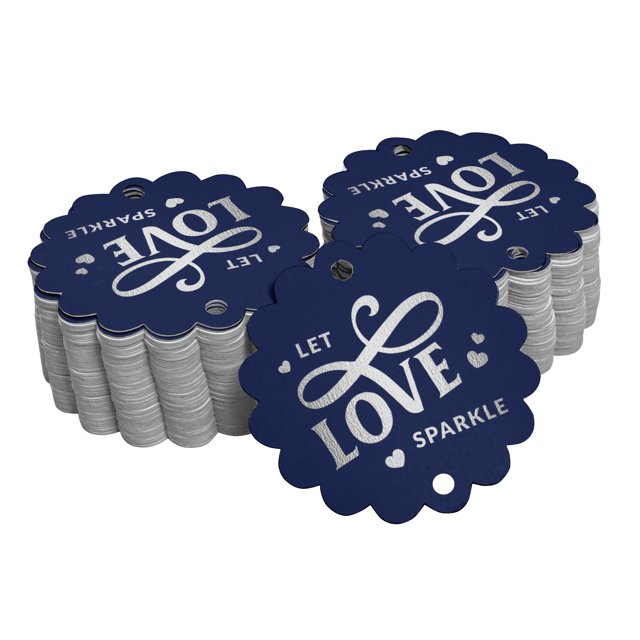 Inkdotpot Étiquette de Bouteille de Mariage Let Love Sparkle Véritable Feuille d'Argent Lot de 50