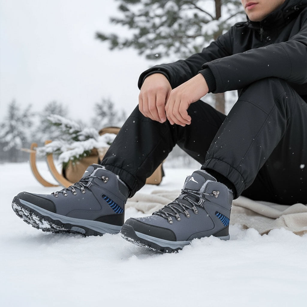 Ecetana Snow Boots for Men Winter Warm Ankle Boots Non-Slip Waterproof Outdoor Hiking Shoes