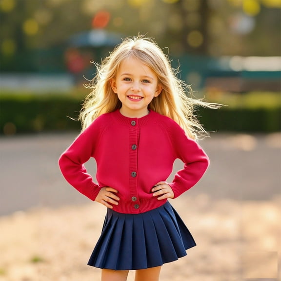 Sweatshirt Girls Long Sleeve Red Sweatshirt Girls Cardigans Crewneck Blouse Shirt Tops Fall Winter Clothes Baby Girls Clothes 5-6 Years