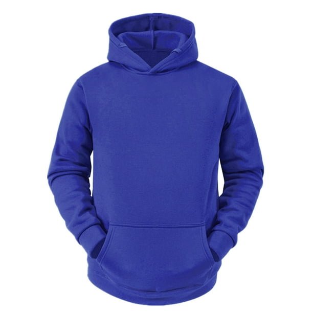 Sudadera con capucha con forro de felpa para hombre Sudaderas con capucha de manga larga sólida con bolsillo Azul S