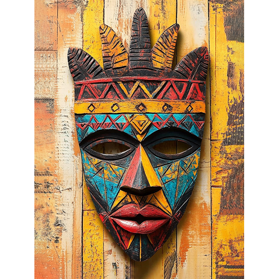 Tribal Mask Decor Painting/Canvas Art, Perfect for Living Room, Bedroom, Office,and Entryway Decoration.
