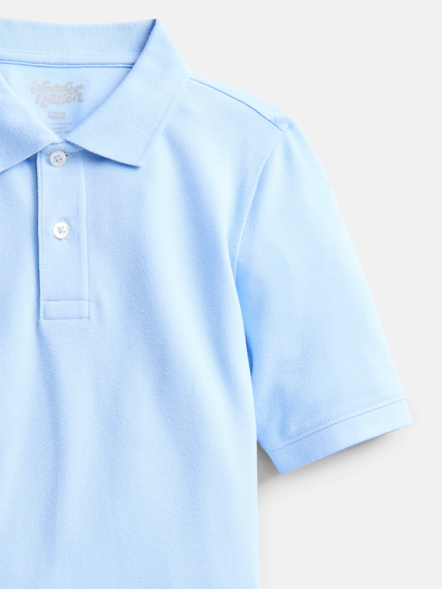 Wonder Nation Boys School Uniform Pique Polo Shirt with Short Sleeves, Size 4-18