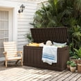 thumbnail image 2 of WYDK Outdoor Storage Box 80 Gallon Resin Waterproof Deck Box Delivery Box with Wood Texture Large Storage Bin for Patio Cushions (Brown), 2 of 14
