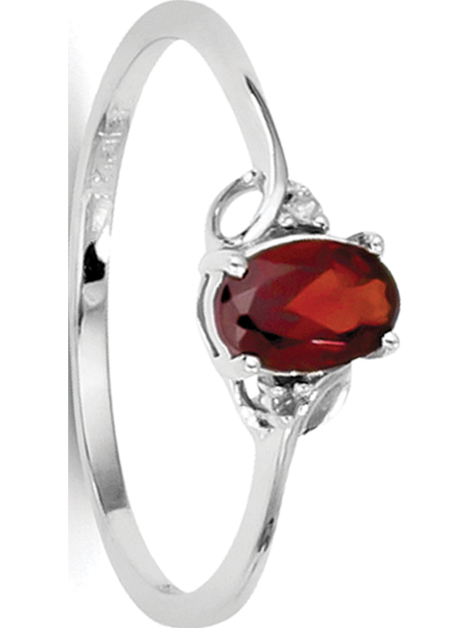 Perfect Jewelry Gift Sterling Silver Rhodium Plated Oval Garnet Slip On Bangle