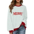 thumbnail image 2 of HOMBOM Womens Oversized Sweatshirts Crewneck Cute Christmas Merry Light Blue Cozy Sweatshirt for Adult Xmas, 2 of 9
