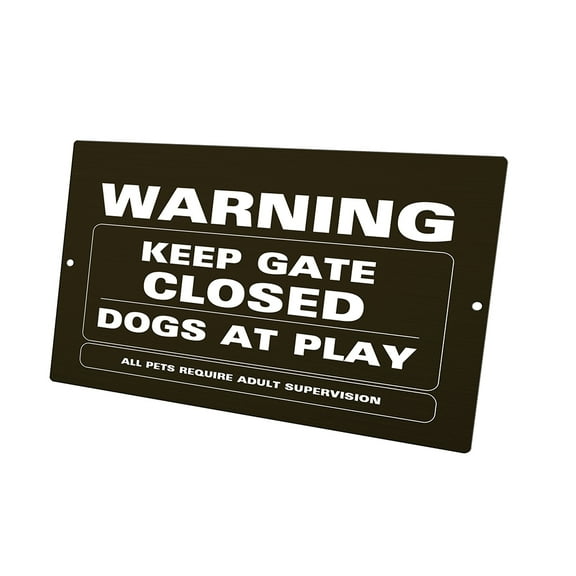 KuzmarK Yard Lawn Fence Sign - Keep Gate Closed Dogs At Play