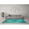 thumbnail image 3 of Ahgly Company Machine Washable Indoor Rectangle Oriental Turquoise Blue Industrial Area Rugs, 3' x 5', 3 of 4