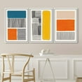 thumbnail image 3 of IDEA4WALL Framed Canvas Print Wall Art Set Mid-Century Bright Color Block Collage Abstract Shapes Minimalism Bohemian Decorative for Living Room, Bedroom, Office - 24"x36"x3 White, 3 of 5
