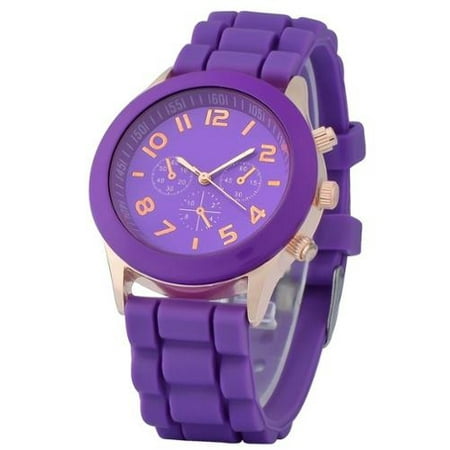 Ladies College Logo Quartz Watches - Zodaca Purple Unisex Men Women Silicone Jelly Quartz Analog Sports Wrist Watch New