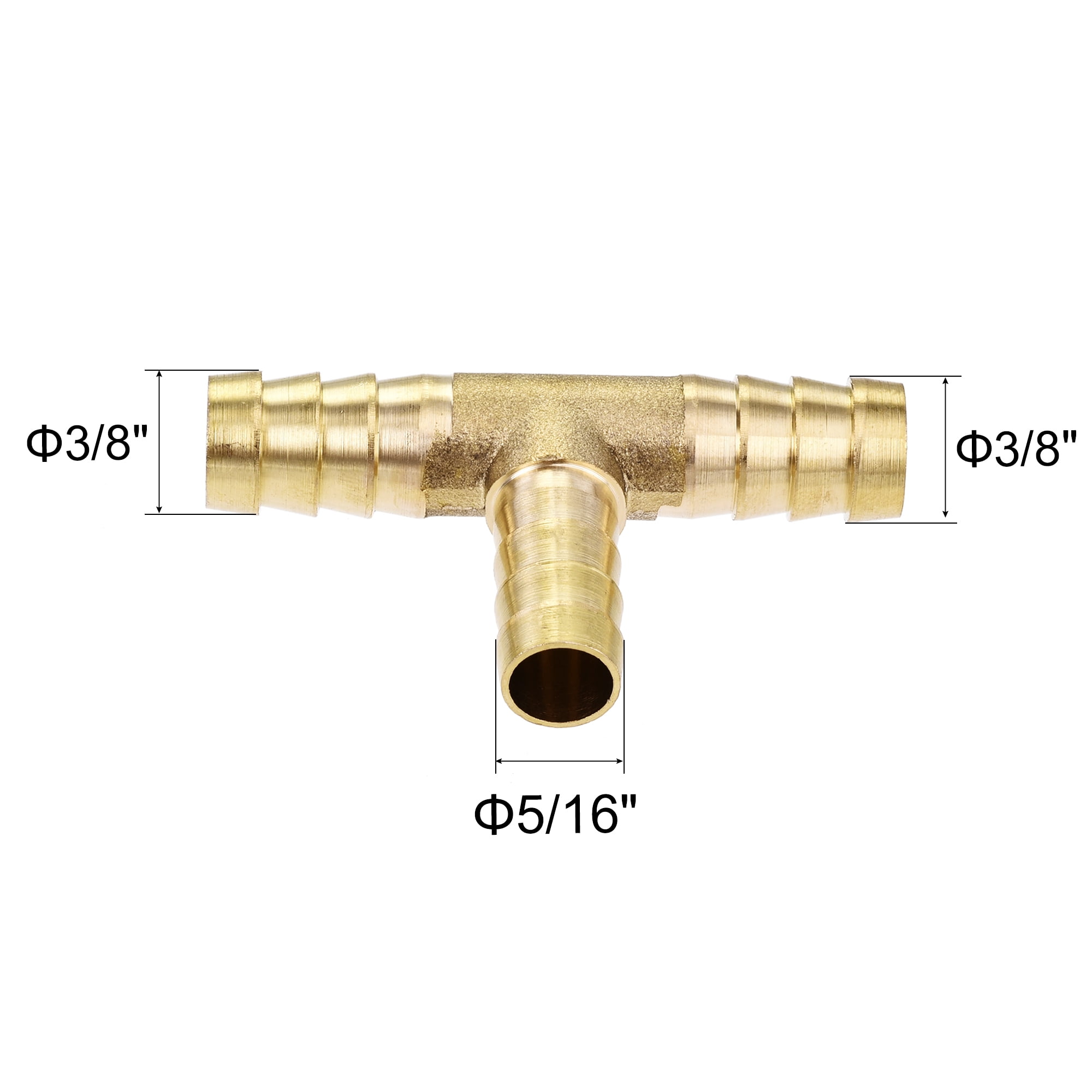 Unique Bargains Barb Hose Fitting Tee T Shape Pipe Connector Brass 3/8" x 3/8" x 5/16"