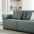 thumbnail image 5 of Youdao 3 Seater Leather Curved Sofa Couch, Modern Comfy Corner Sectional Sofa for Living Room, Gray Upholstered Tufted Sofa Couches with 3 Pillows for Bedroom, Apartment, Office Business Lounge, 5 of 13