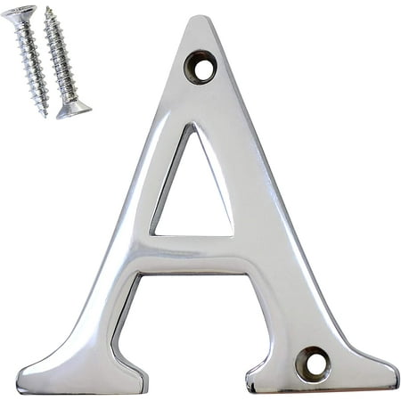 

Solid Brass 3 Tall House Letter A Polished Chrome Shiny Silver Matching Screws Included