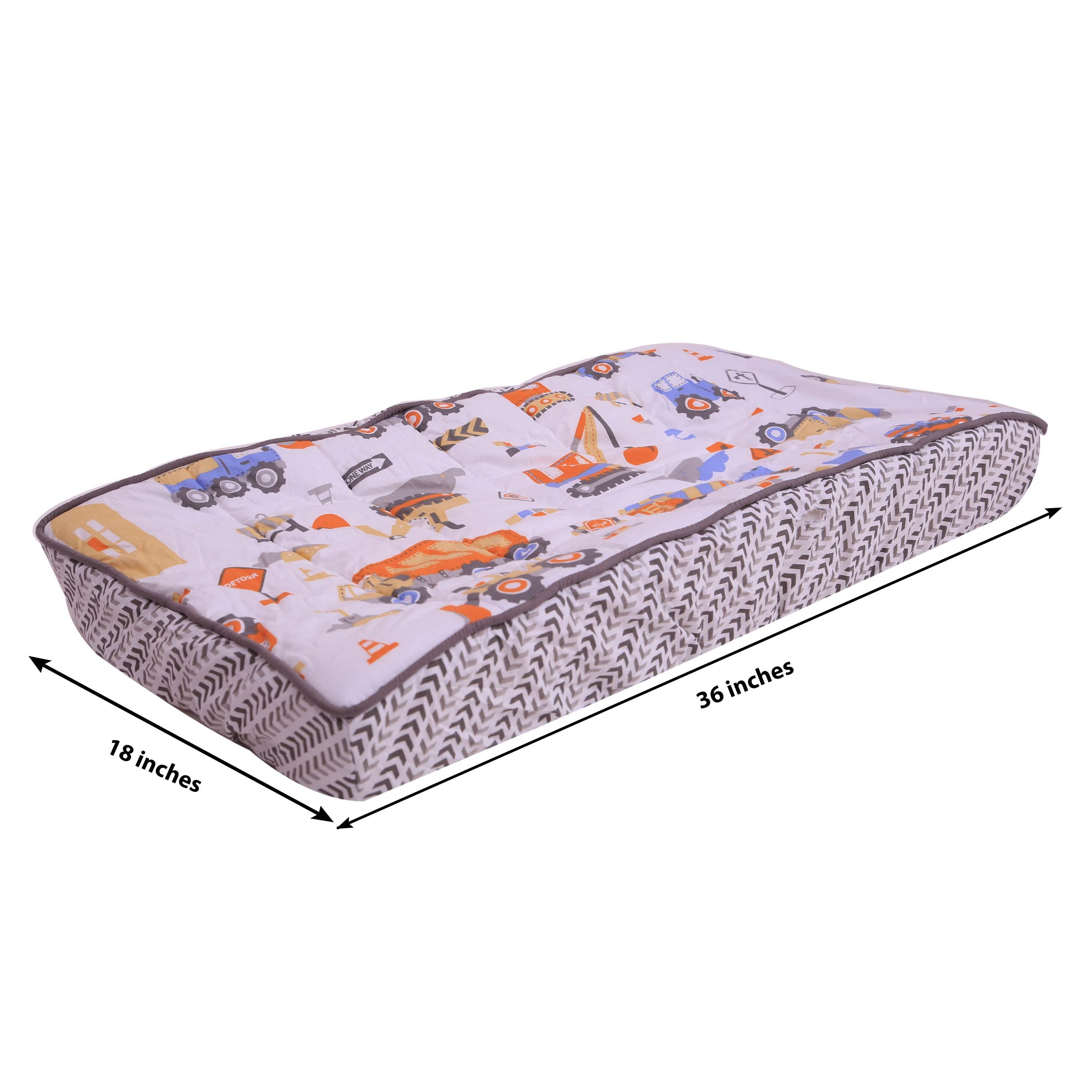 Bacati - Construction Yellow/Orange/Grey/Blue Boys Quilted Changing Pad Cover