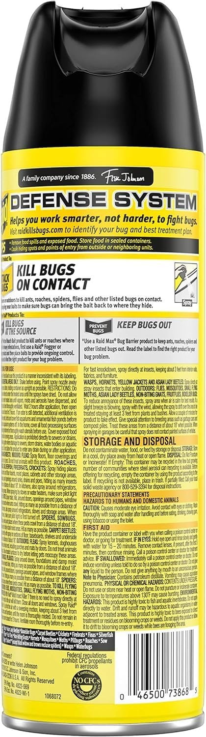 Raid Multi Insect Killer Spray - Kills Ants, Roaches, Spiders, Flies - 15 Oz, Pack of 4
