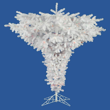 5' Pre-Lit Crystal White Spruce Upside Down Artificial Christmas Tree - Multi - Walmart.com