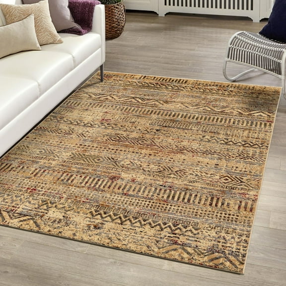 Unique Loom Saturn Collection Area Rug - Relay (6' 1" x 9' Rectangle Beige/Cream)