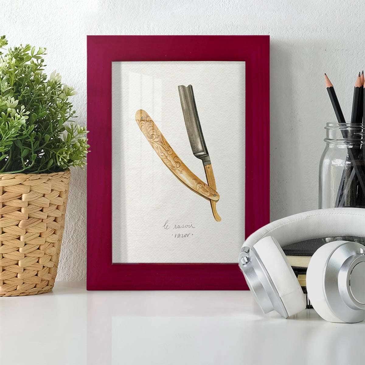 Gilded Toiletries I - Framed Print w/glass - Cherry Red