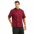 thumbnail image 4 of TOPTIE Unisex Short Sleeve Chef Coat Jacket, Red, 4 of 8