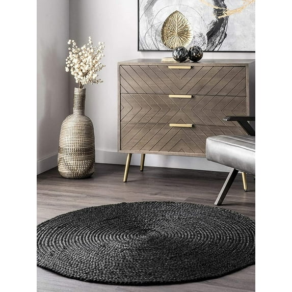 KH Handloom Handmade Hand Braided Natural Jute Carpet for Living Room, Jute Round Floor Mat, Rugs for Living Room, Jute Centre Table Carpet, Home Decore Rug
