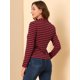 thumbnail image 5 of INSPIRE CHIC Blazer a rayas con cierre de botón y bolsillo con solapa con muesca para mujer rojo azul M, 5 of 6