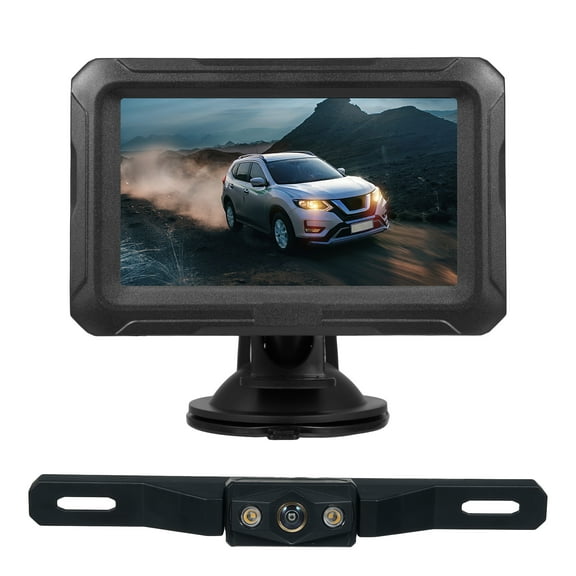 Backup Camera, 1080P Auto Color Night Vision Waterproof Car Rear View Camera with 4.3 Inch Monitor for SUV Pickup Sedan, Plug and Play