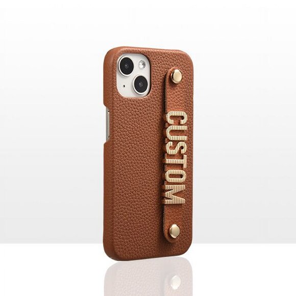 Tomocomo Custom Name Metal Letters Genuine Leather Phone Case For IPhone 14 14Promax 13 12 Mini 11 Luxury Cowhide Cover