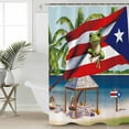thumbnail image 4 of Shower Curtain, Puerto Rico Flag Frog Coconut Trees Waterproof Shower Curtain Set with Hooks for Bathroom Showers,Stalls and Bathtubs,60x72In Ocean Beach, 4 of 7