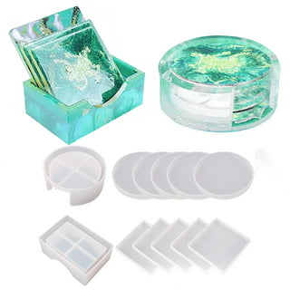 LotFancy 5 Coaster Molds for Resin Casting, Epoxy Resin Molds 