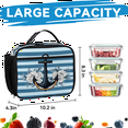 thumbnail image 6 of Herdesigns Anchor Backpack with Lunch Box Stripe Nautical Ocean Lightweight Large Travel Work Laptop Backpacks Set Casual Daypacks, 6 of 8