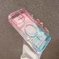 thumbnail image 2 of For iPhone 16 Plus Magnetic Clear Phone Case,Two-color Gradient Design,Compatible with Mag-Safe,3-in-1 Heavy Duty Shockproof Military Drop Protection Transparent Phone Case,Pink+Lightblue, 2 of 10