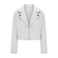 thumbnail image 2 of Neewe Cropped Coat for Women Long Sleeve Breasted Lapel Casual Loose Fit Jackets, 2 of 7