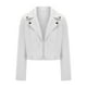 thumbnail image 2 of Sudadera con capucha para mujer,Chaqueta corta para mujer, solapa con muescas y botones asimétricos, blusa ajustada de poliéster para uso informal, sopatenor, 2 of 7