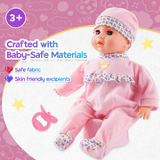 YCFUN 16 Inch Baby Doll for Girls Kids, Crying Talking Baby Doll Toy with Clothes & Pacifier, Pretend Play Preschool Toys for Toddlers Kids 0~3 3~5