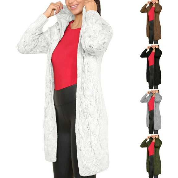 Sriper Long Oversized Sweaters for Women Long Sleeve Open Front Hooded Knit Sweater Chunky Open Front Cozy Warm Hoodie Soild Work Fashion Outerwear