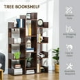 thumbnail image 3 of HOMCOM Tree Bookshelf, Modern Freestanding Bookcase with 13 Open Shelves, Display Unit for Living Room, Study or Office, Brown, 3 of 9