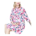 thumbnail image 4 of Wangsaura Maternity Robe, Flower Print V-neck Nightgown with Belt, Pocket, 4 of 10