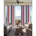 thumbnail image 4 of Red Blue Stripe Blackout Curtains 54 Inches Long for Bedroom, Gradient Geometric White Vertical Striped Thermal Insulated Room Darkening Black Out Window Curtain Panels Grommet Drapes for Living Room, 4 of 8
